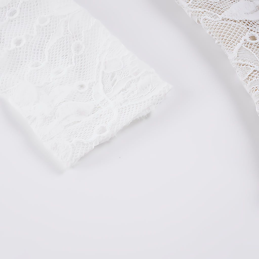 Lace Round Neck Long Sleeve Bodysuit Sexy Street Style Autumn Top