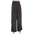 Solid Drawstring Cargo Pants Y2K Loose Streetwear Joggers Wide Leg Sweatpants