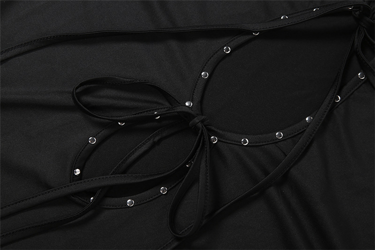 Rivet Detail Sleeveless Tank Top Hollow Stretch Streetwear Vest