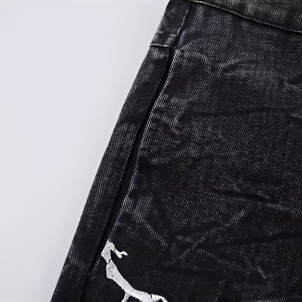 Distressed Straight Leg Jeans Cotton Denim Streetwear Pants