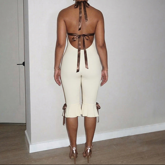 Halter Bodycon Backless Midi Jumpsuit Skinny Fit