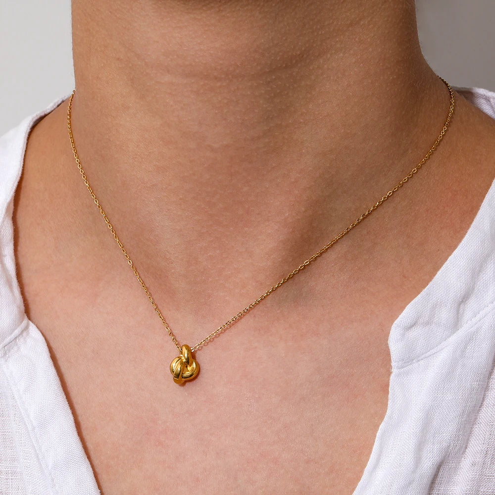 Joolim Jewelry 18K Gold Plated Knot Pendant Together Forever Necklace Stainless Steel Jewelry Wholesale