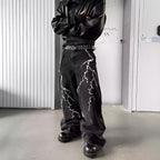 Distressed Straight Leg Jeans Cotton Denim Streetwear Pants