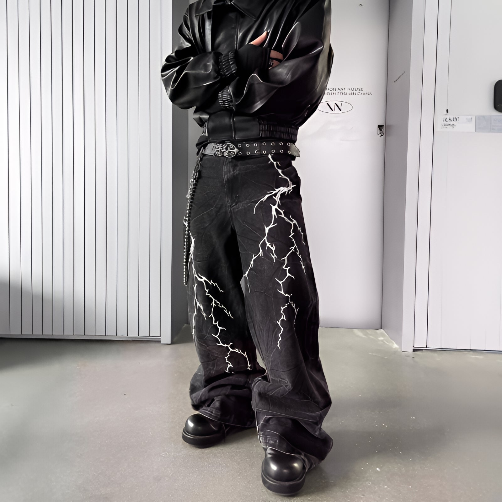 Distressed Straight Leg Jeans Cotton Denim Streetwear Pants