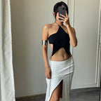 Y2K Star Halter Backless Crop Tank Top