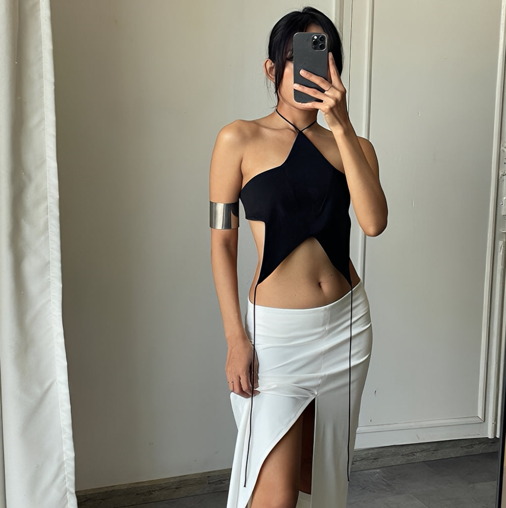 Y2K Star Halter Backless Crop Tank Top