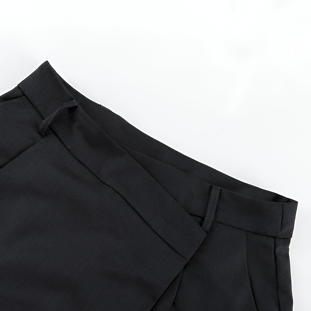 Black Wide Leg Wrap Around Trousers Zip Button Fly