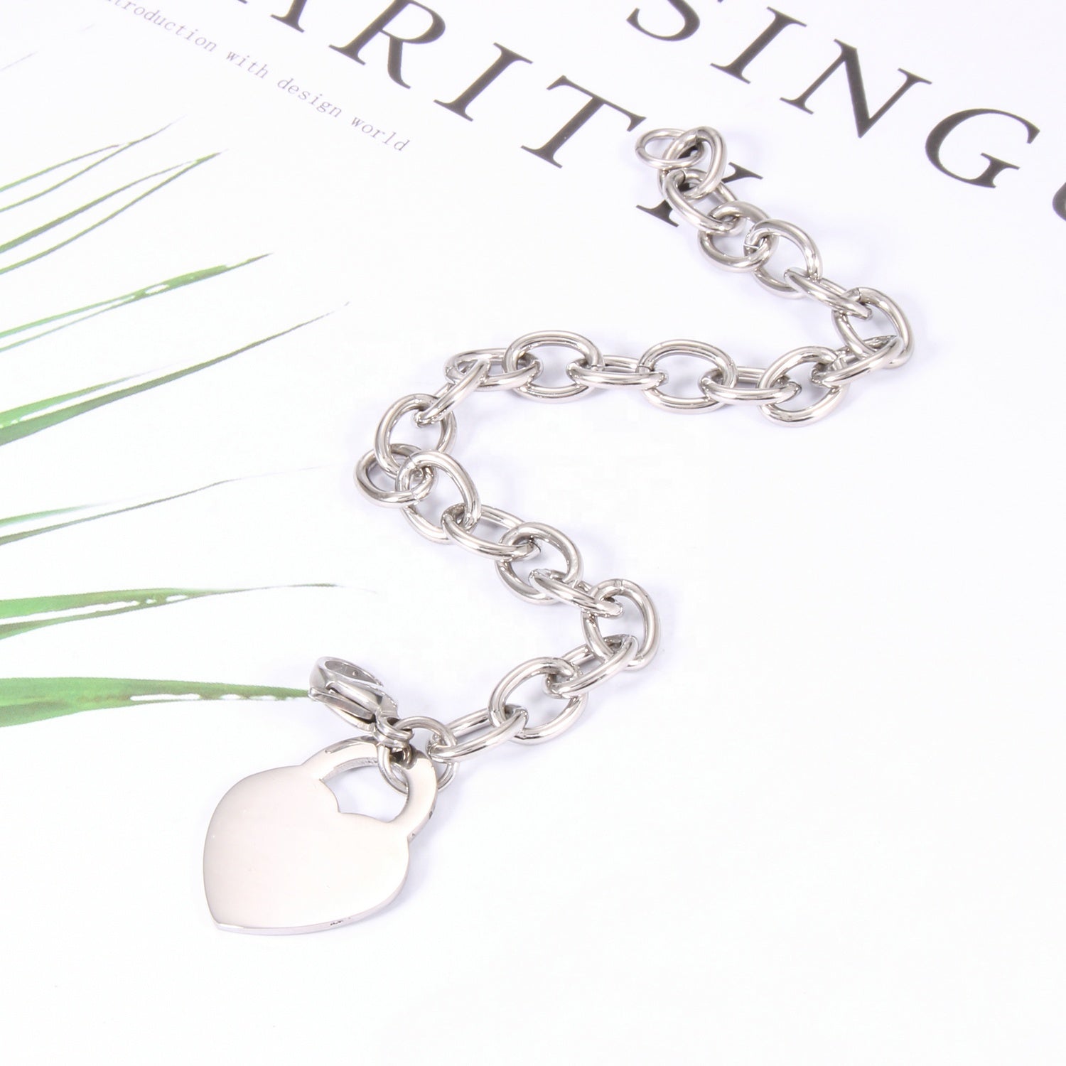 Edelstahl Herz-Charm-Armband 18k vergoldet