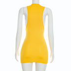 Solid Letter Print Bodycon T Shirt Dress Sleeveless Mini Dress