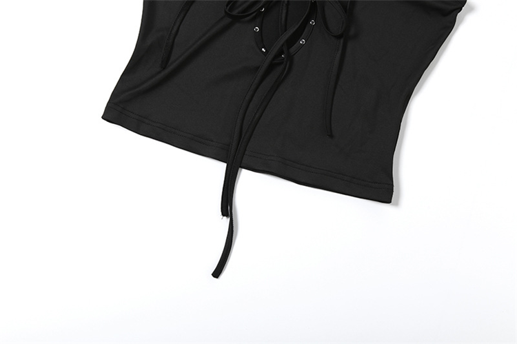 Rivet Detail Sleeveless Tank Top Hollow Stretch Streetwear Vest