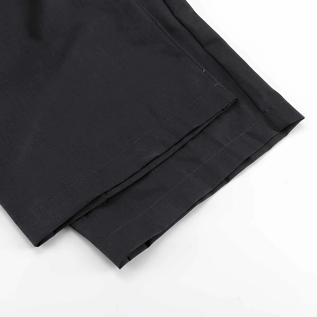 Black Wide Leg Wrap Around Trousers Zip Button Fly