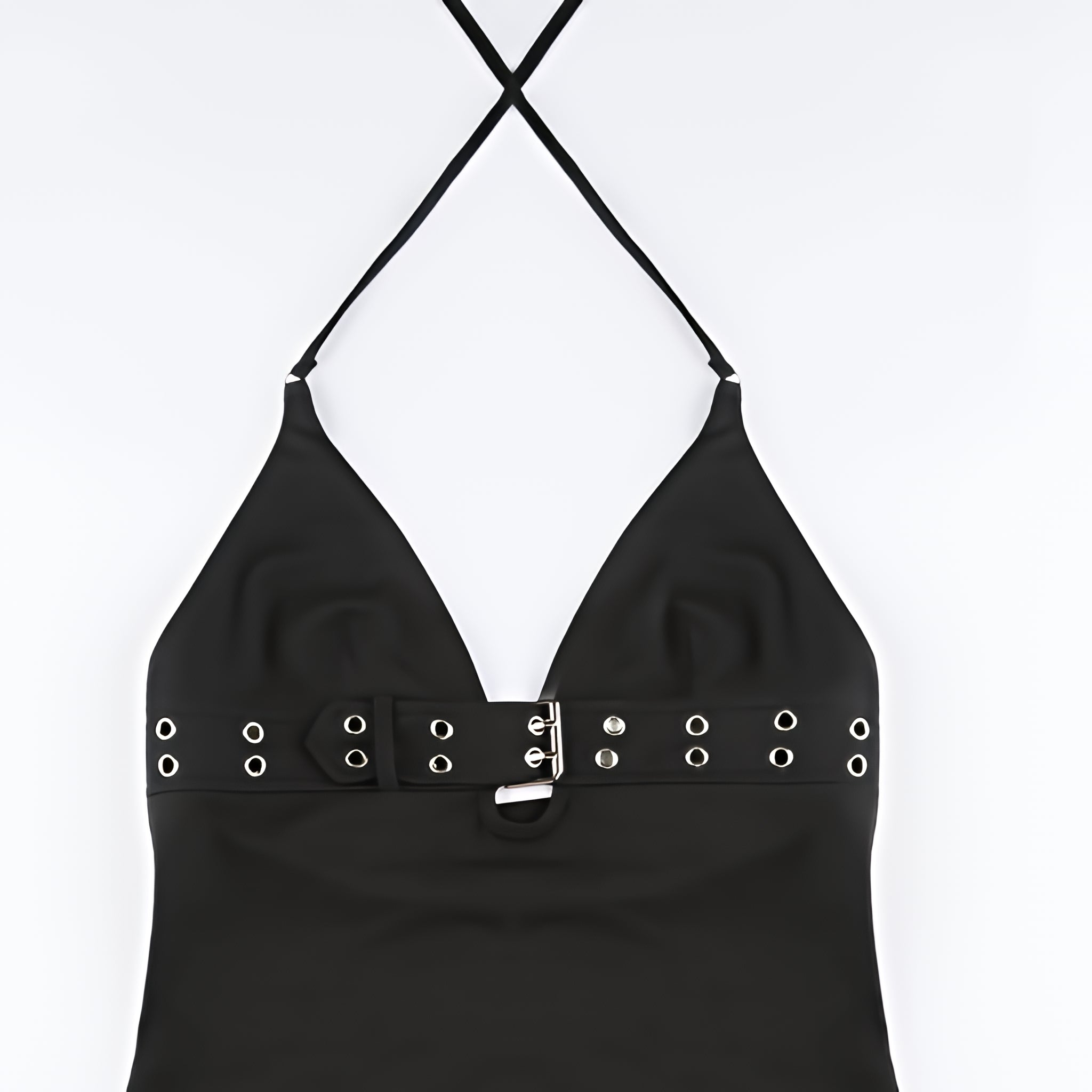 Off Shoulder Halter Top Button V Neck Knit Summer Streetwear
