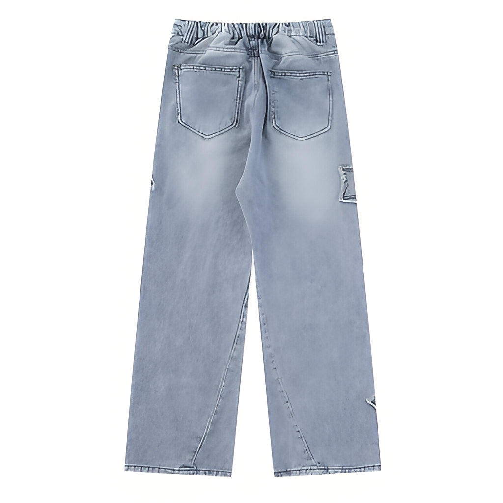 Distressed Star Patch Baggy Jeans