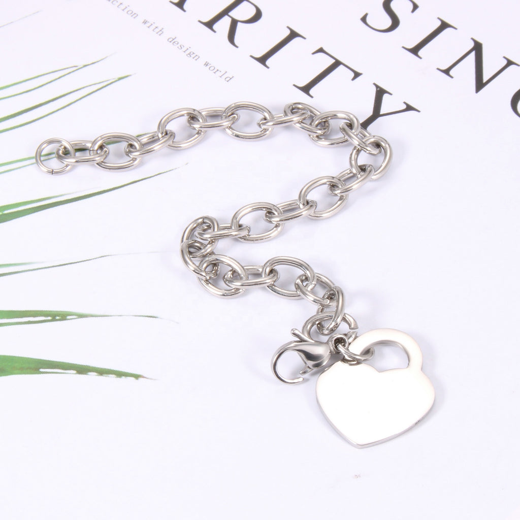 Edelstahl Herz-Charm-Armband 18k vergoldet