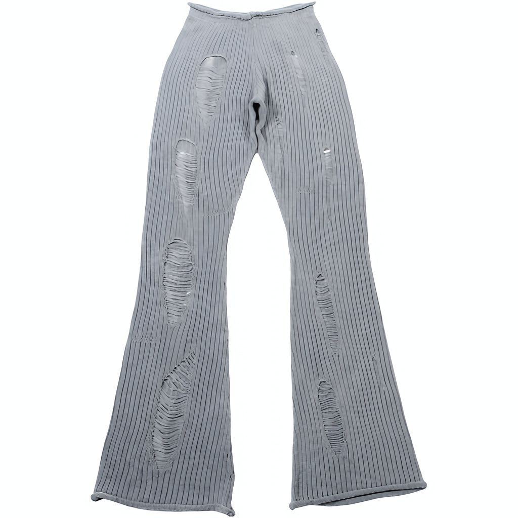Ripped Knit Flare Pants Streetwear Fall Winter
