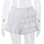 Hollow Out Crop Top Ruffle Biker Shorts Set