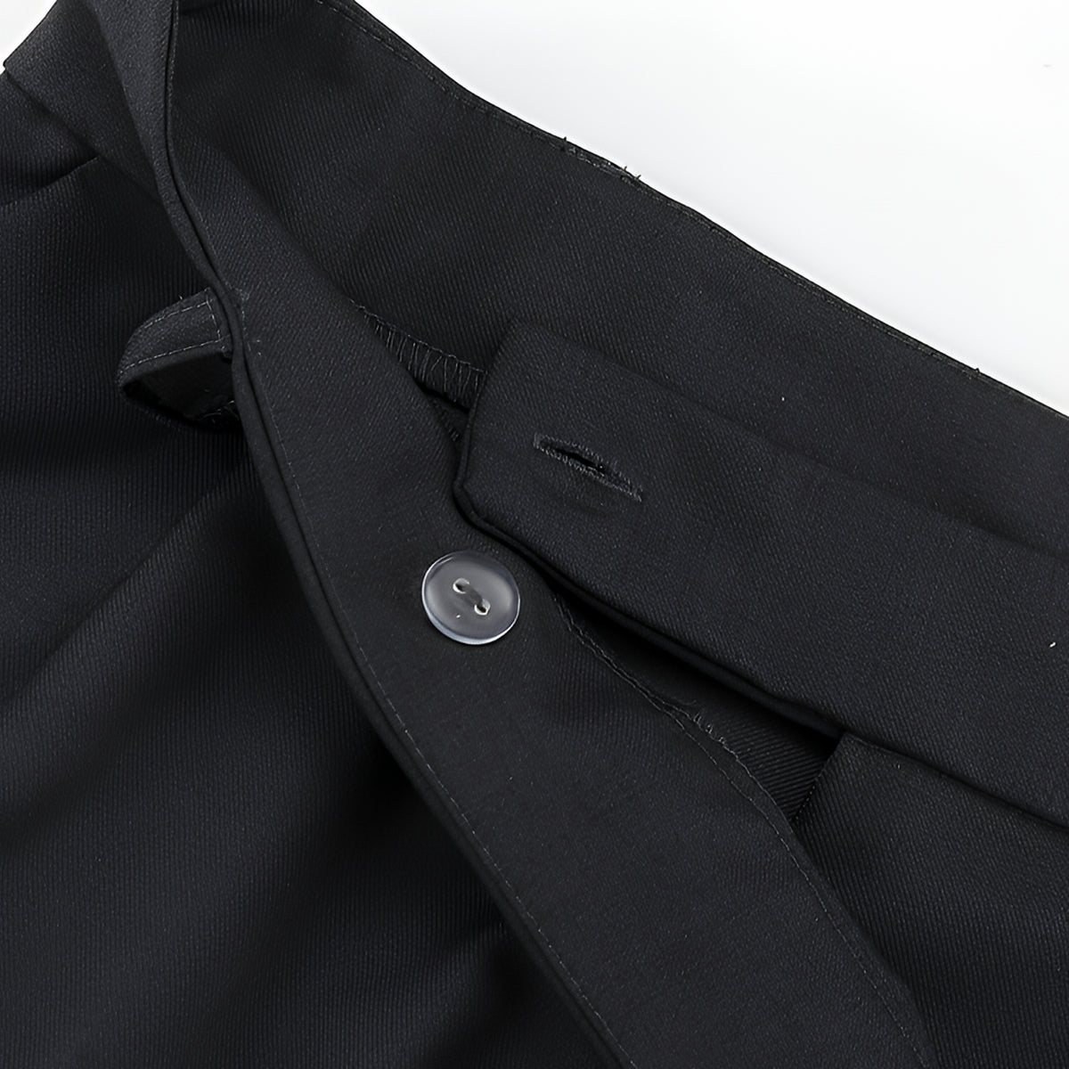 Black Wide Leg Wrap Around Trousers Zip Button Fly
