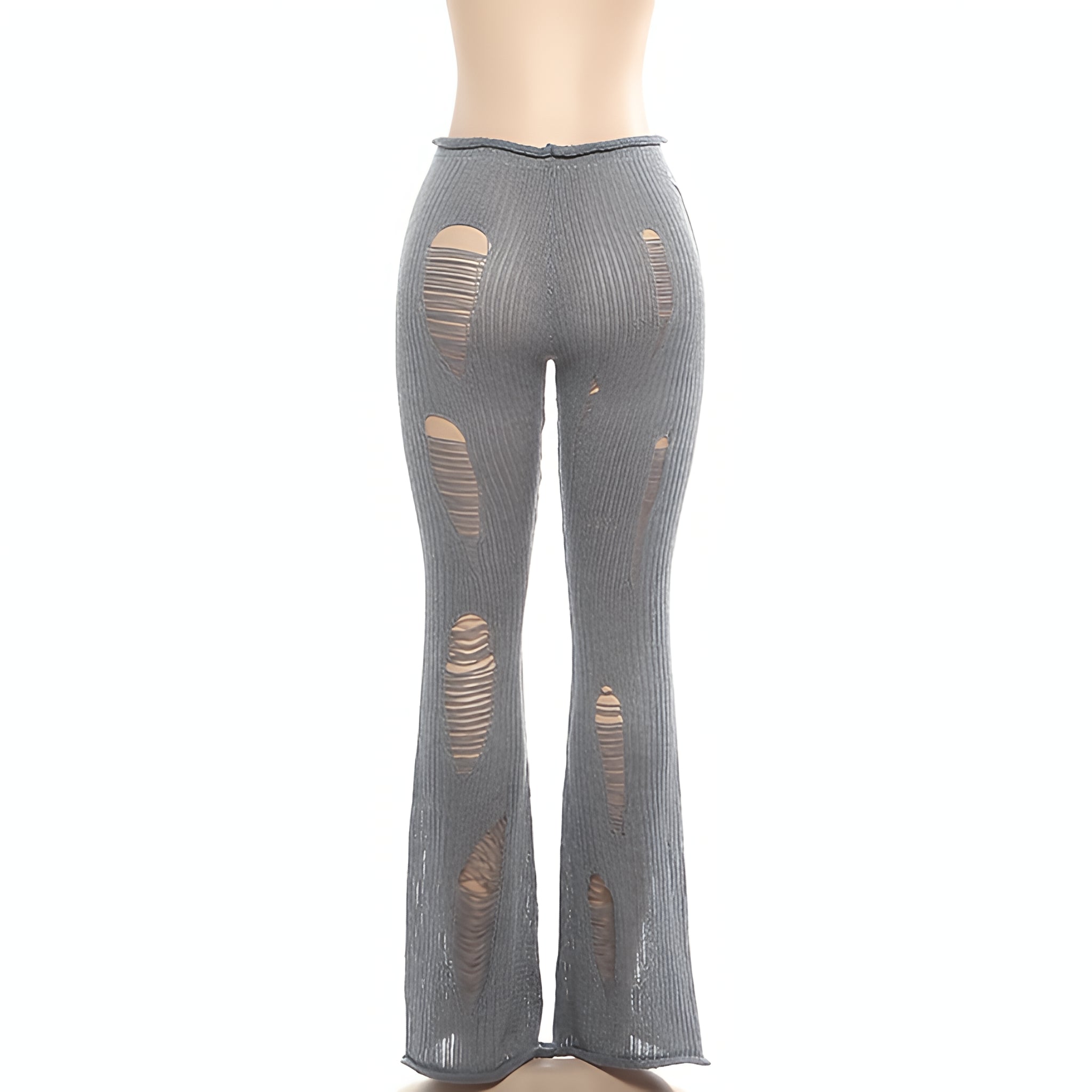 Ripped Knit Flare Pants Streetwear Fall Winter