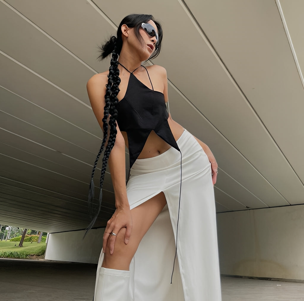 Y2K Star Halter Backless Crop Tank Top