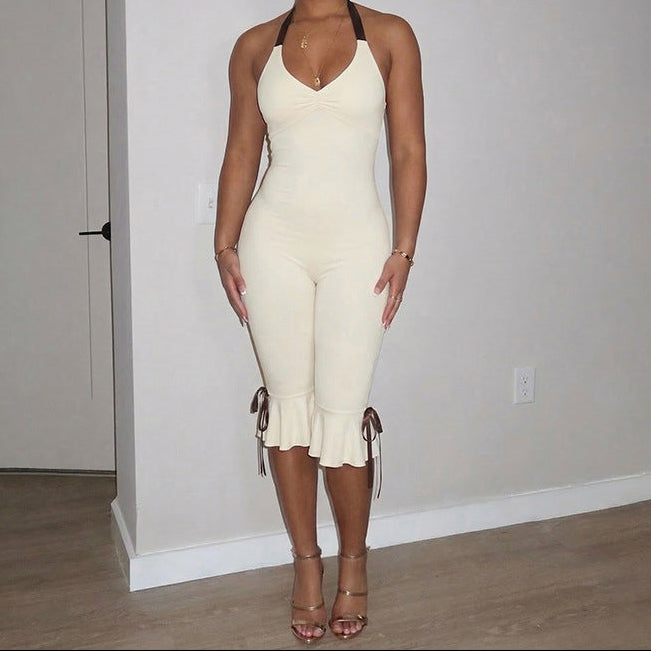 Halter Bodycon Backless Midi Jumpsuit Skinny Fit