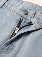 Washed Blue Denim Baggy Cargo Straight Jeans