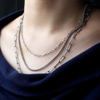18k Gold Plated Paperclip Box Chain Triple Layer Necklace