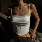 Basic Satin Cami Tank Top Sleeveless Silky Slim Fit Top