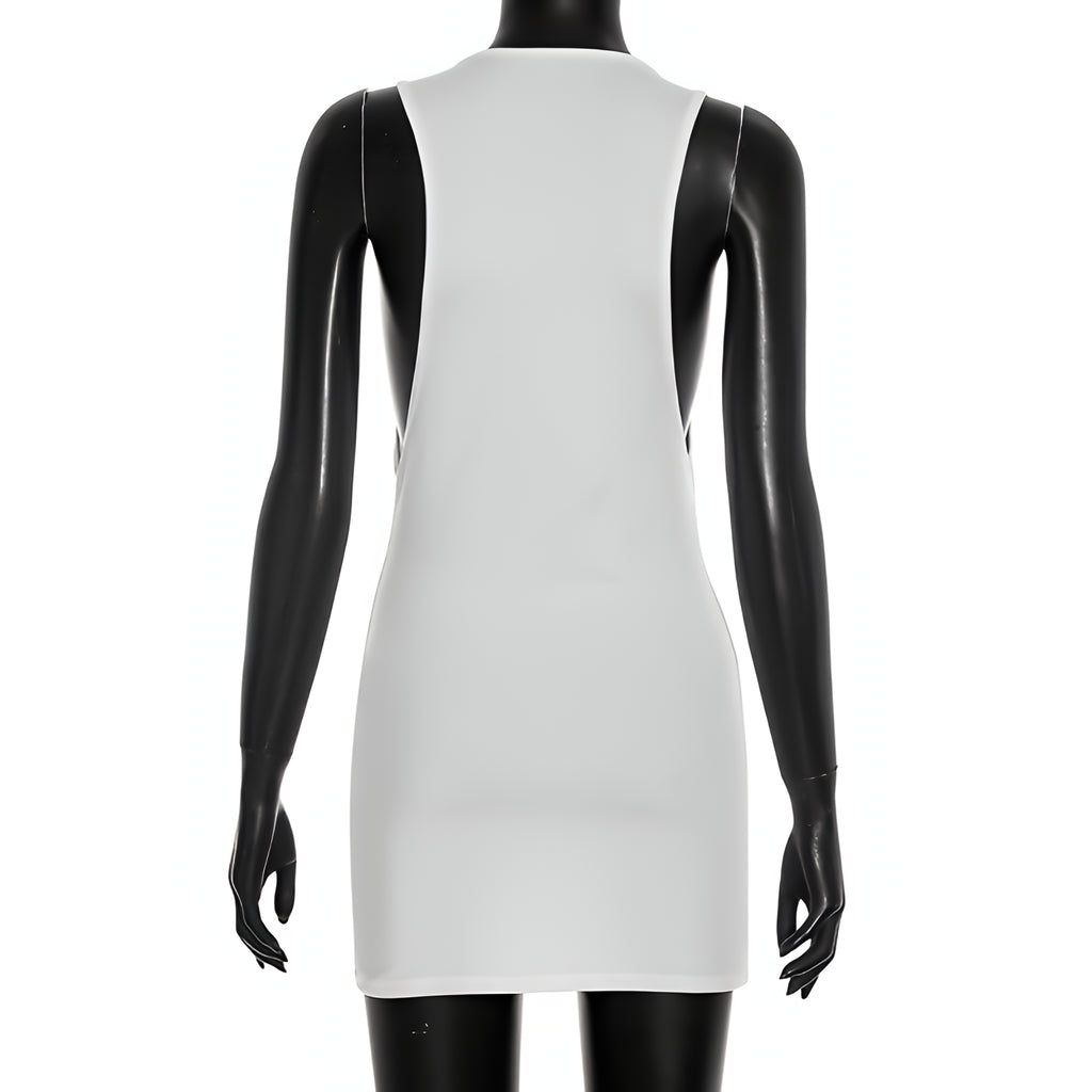 Solid Letter Print Bodycon T Shirt Dress Sleeveless Mini Dress