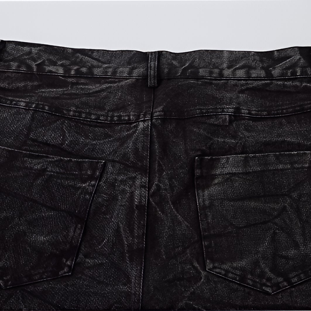 Distressed Straight Leg Jeans Cotton Denim Streetwear Pants
