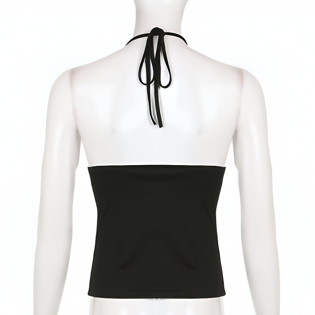 Off Shoulder Halter Top Button V Neck Knit Summer Streetwear