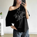 Women Casual Letter Print T Shirt Relaxed Fit Street Style Summer Top