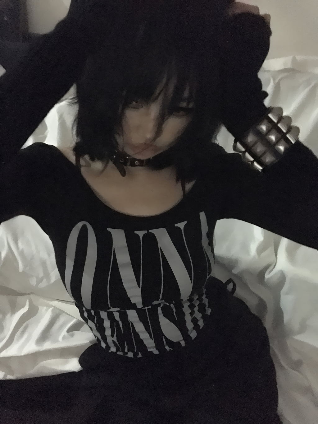 Grunge Letter Print Crop Top Y2K Long Sleeve Gothic Punk T Shirt