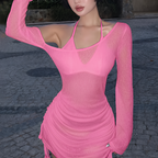 Robe courte transparente froncée à col oblique avec lacets et cordon de serrage pour l'été et les soirées