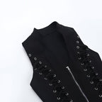 Gothic Zip Up Sleeveless Vest Harajuku Punk Style Top