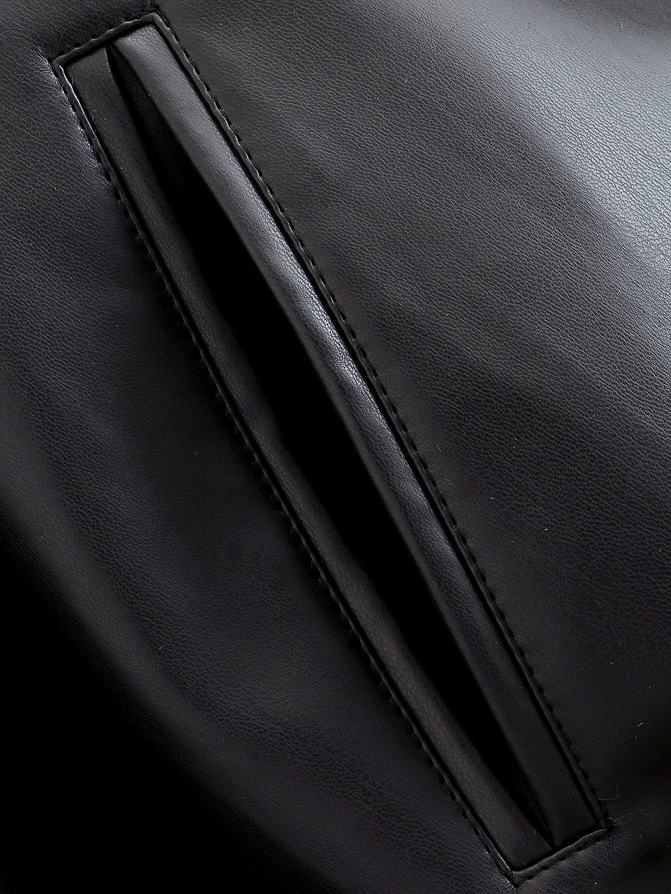 Black Faux Leather Trench Coat Belted Long Sleeve Lapel Vintage Motorcycle Jacket Outerwear