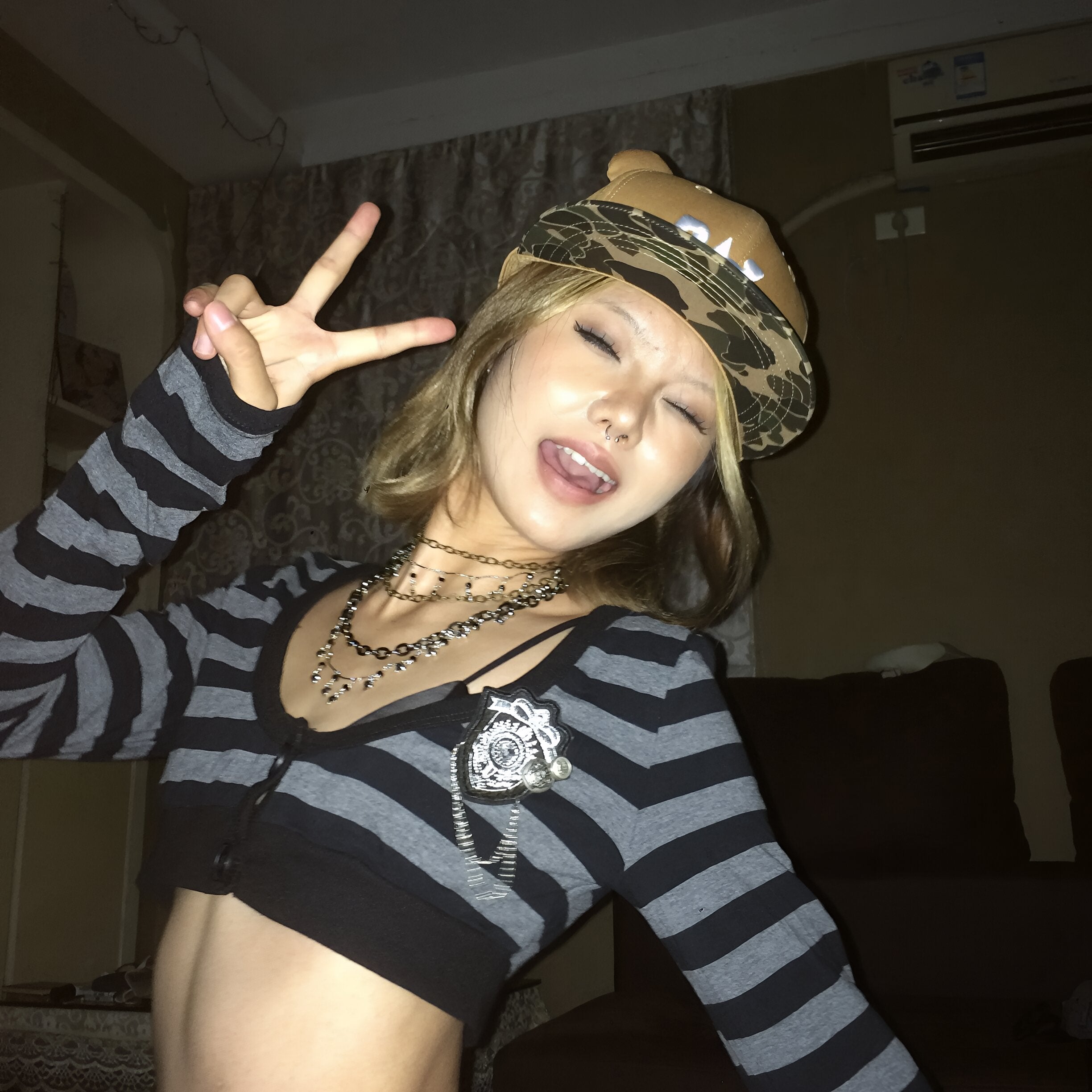 Retro Harajuku Striped T-Shirt Long Sleeve Crop-Top