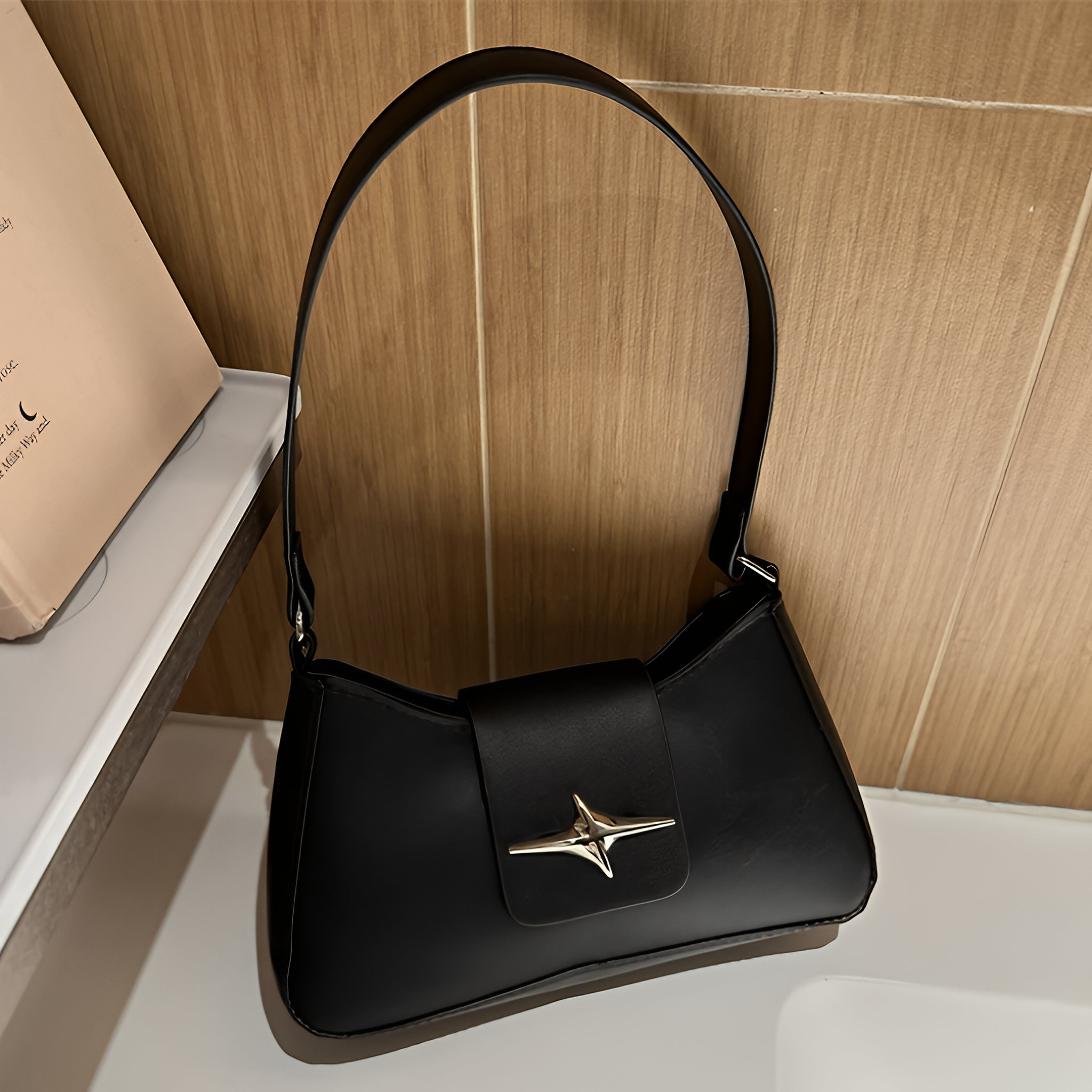 Vintage PU Leather Shoulder Bag Everyday Underarm Handbag