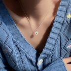 Collier en argent sterling 925 avec perle cœur et pendentif amour double face