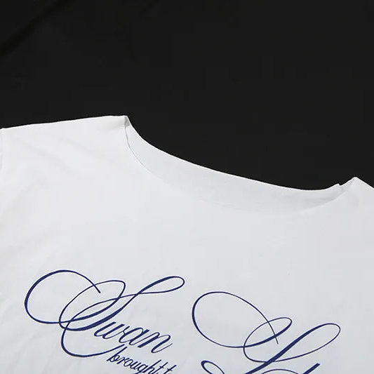 Women Casual Letter Print T Shirt Relaxed Fit Street Style Summer Top