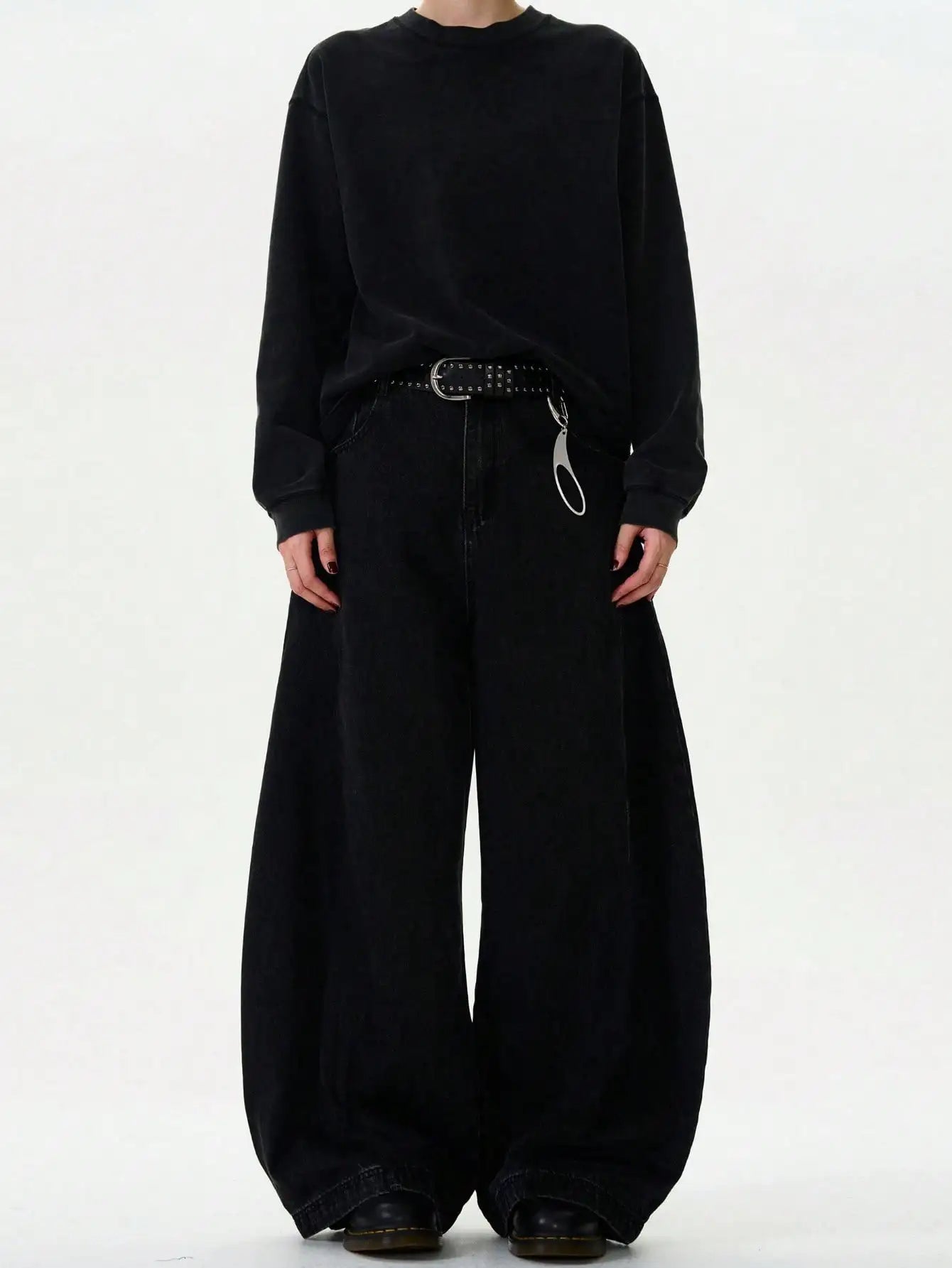 High Streets Spring Summer Men's Jeans American Baggy Wide Leg Curved Knife Denim Pants Loose Solid Color Male Trendy Trousers