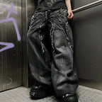 Jeans Baggy Unisexe Y2K Broderie Gothique Araignée Streetwear Denim