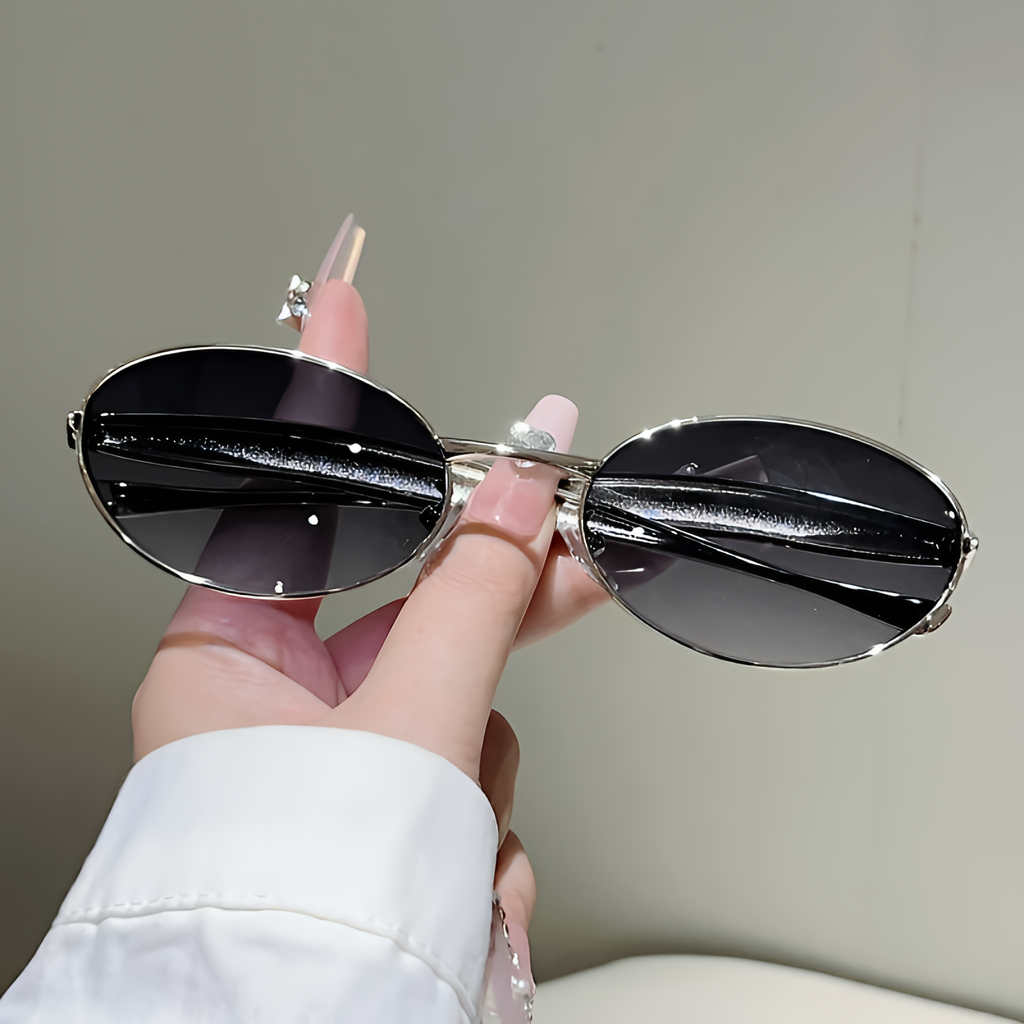 Lunettes de soleil ovales unisexes vintage Rétro Mode Décontracté Extérieur