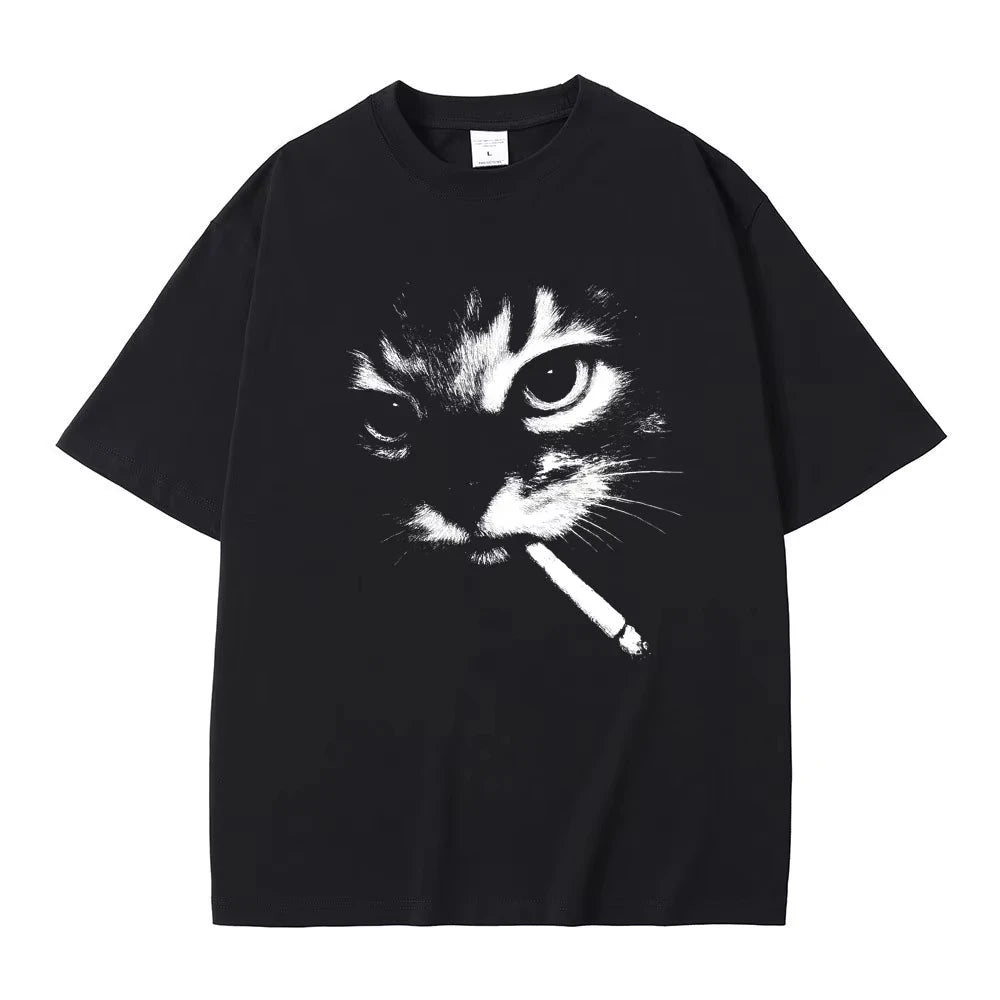 Unisex Funny Cat Graphic T Shirt Cotton Vintage Oversized Casual Tee Cat Lovers Gift