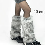 Cache-jambes en fausse fourrure Hot Girl Harajuku Hiver Chaud Couvre-bottes moelleux Chaussettes Femme JK Punk Hiphop