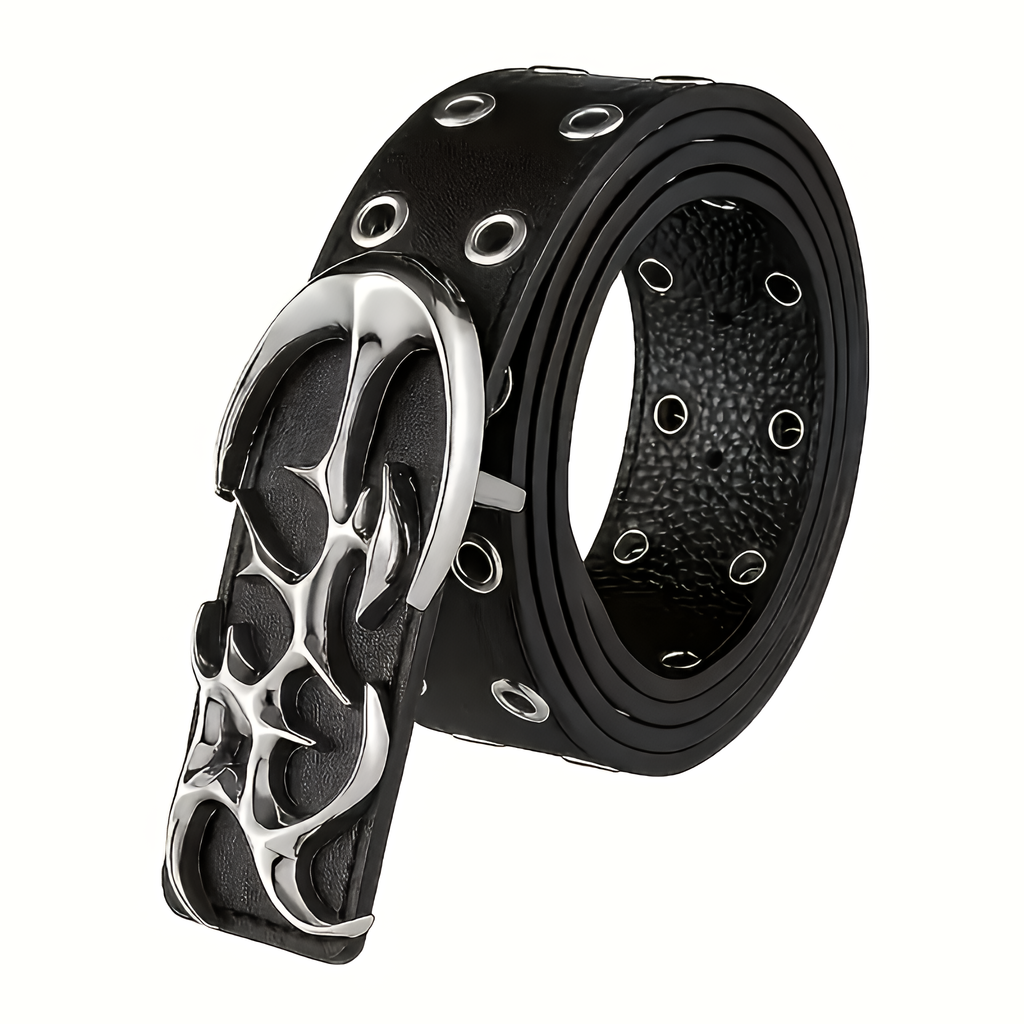 Ceinture unisexe en cuir PU de style punk Y2K noire grande taille