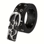 Ceinture unisexe en cuir PU de style punk Y2K noire grande taille