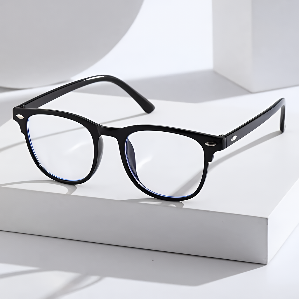 Lunettes unisexe carrées anti-lumière bleue à verres transparents
