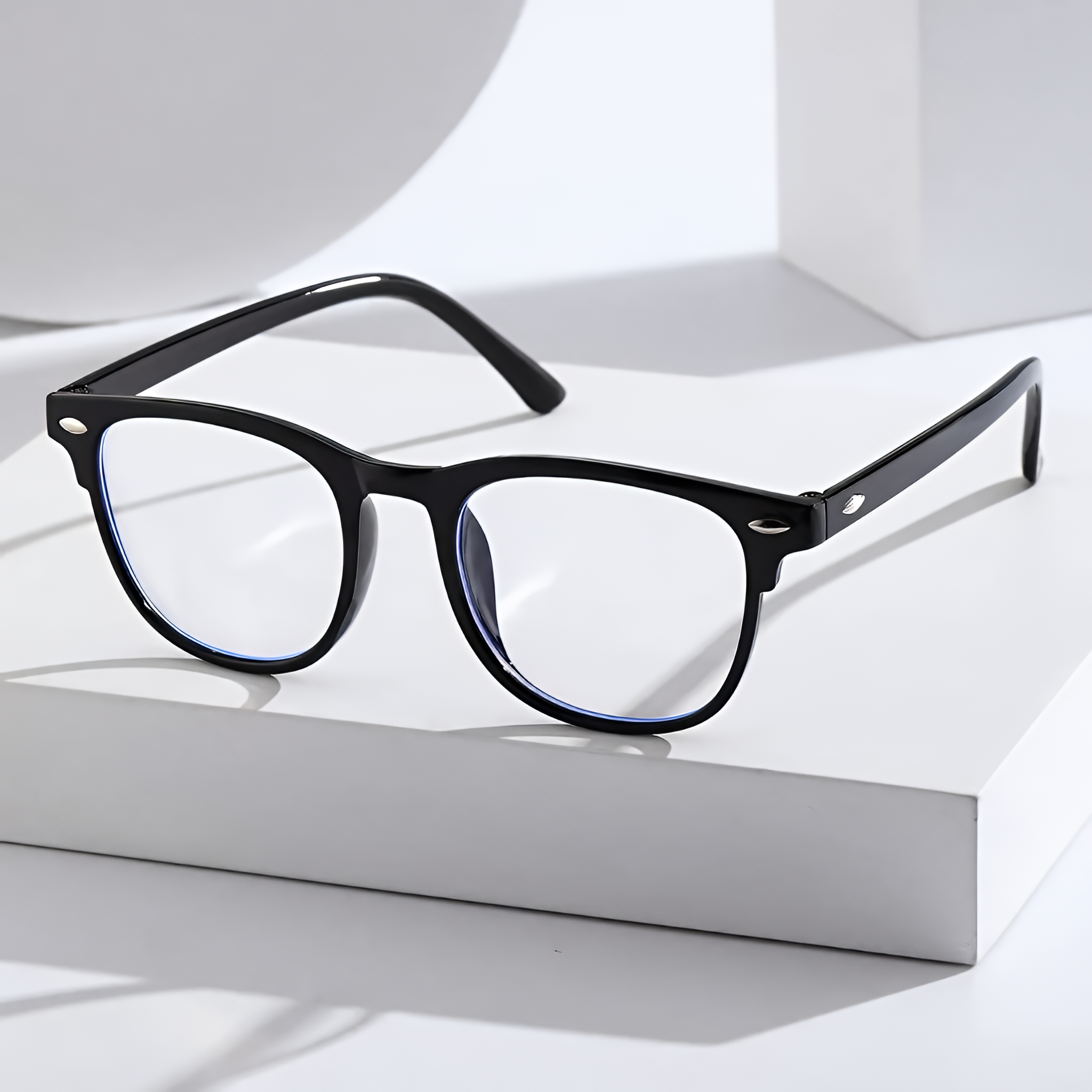 Lunettes unisexe carrées anti-lumière bleue à verres transparents