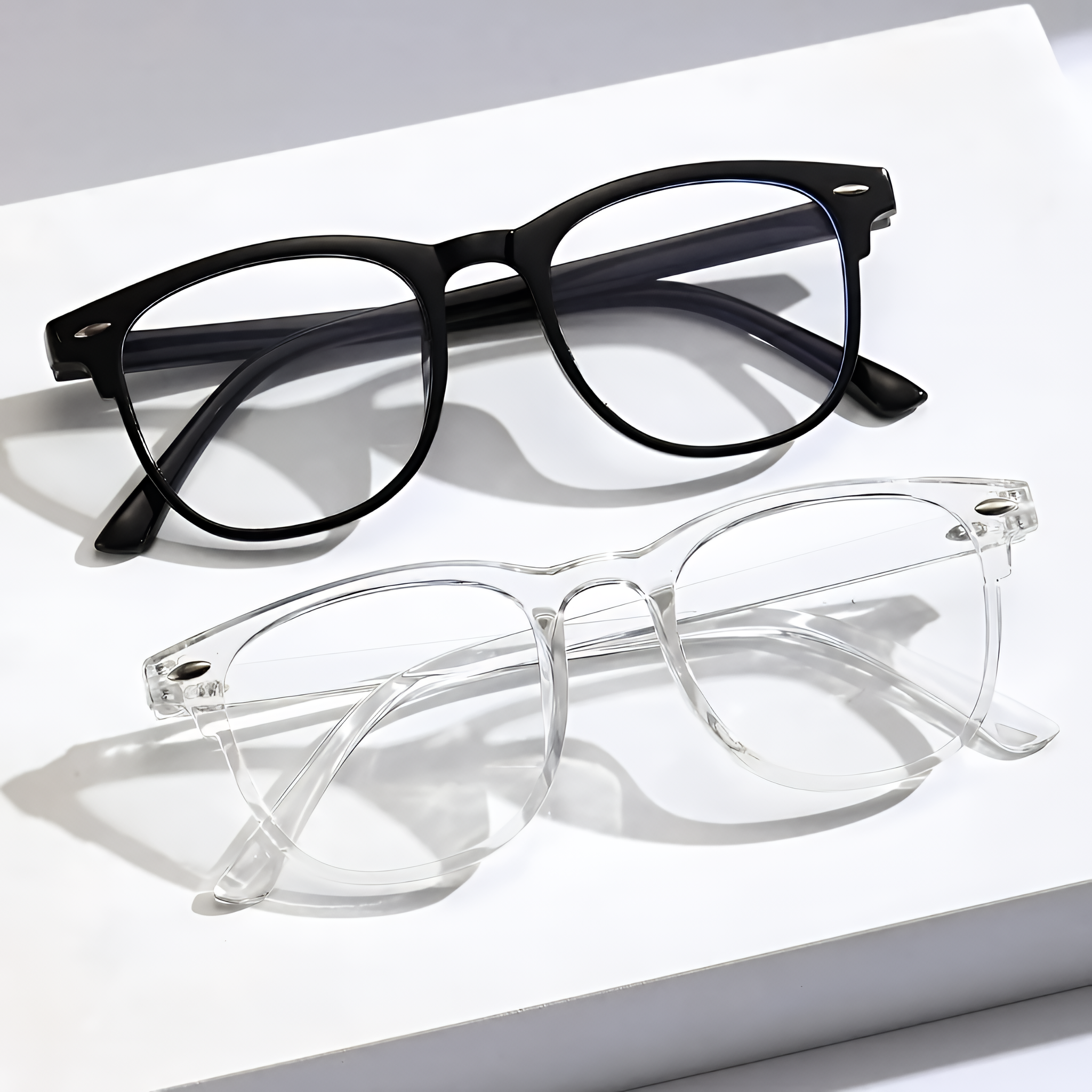 Lunettes unisexe carrées anti-lumière bleue à verres transparents