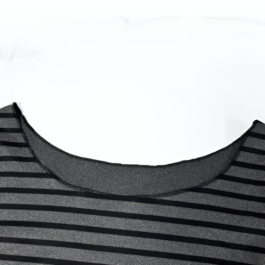 T-shirt Rayé Manches Longues Coupe Ajustée Style Urbain Coréen Haut Printemps Automne